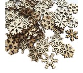50 piezas de adornos de copos de nieve de madera hechos a mano, virutas de madera, copos de nieve colgantes para árbol de Navidad, decoraciones para fiestas de Navidad, hogar, oficina, bar