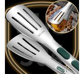 Nuevas pinzas de acero inoxidable para alimentos, pinzas para barbacoa, carne, ensalada, pan, parrilla de barbacoa, pinzas para bufé, pinzas antideslizantes, herramientas de cocina, utensilios de cocina plata