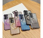 Funda magnética transparente a prueba de golpes para Samsung Galaxy Note 20, S24, S23, S22, S20FE, S21, A05, A15, A06, A16, A54, A55, A35, A25, con brillo For A55 5G plata