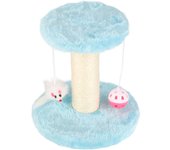 Rascador interactivo para gatos de peluche suave de 2 capas con cuerda de sisal para gatos de interior azul