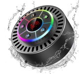 Altavoz Bluetooth para baño, resistente al agua IPX7, a prueba de polvo, a prueba de golpes, pantalla LED de tiempo, radio FM incorporada, mini negro