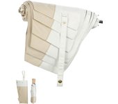 KIZAWA Sombrilla plegable, totalmente térmica, resistente a la luz ultravioleta, de 5.º grado, plegable en agua, de bambú, con 6 costillas exteriores de 50 cm, protección, 100 % de bloqueo, forma.