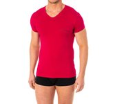 Camiseta de manga corta de cuello de pico 110810-8P717 para Hombre S color rosa