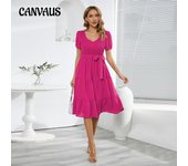 Vestido de verano para mujer, cuello redondo, manga corta, dobladillo ajustado, empalme, vestido de pastel, vestidos casuales S negro