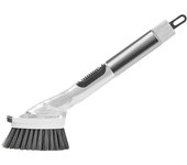 (SU)Cepillo para platos con dispensador de jabón, cepillo para fregar platos de cocina con cabezal de cepillo reemplazable One Size gris