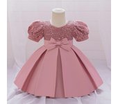 Vestido de fiesta de princesa con lentejuelas y mangas abullonadas para niñas de las flores, ideal para bebés y niñas pequeñas. 12-18M morado claro
