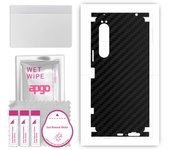 apgo Protective Skin Sticker for the back+sides compatible with Sony Xperia 1 IV, Full Wrap Film, Foil, Vinyl - Pattern Carbon Black