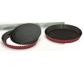 Moule à tarte - IBILI - fond amovible - antiadherente - 28 cm - rouge moucheté