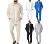 Traje de chaqueta a cuadros informal de manga larga deportivo para hombre, estilo casual de moda para todas las estaciones XS blanco