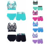 Conjuntos de trajes de baño para niños, traje de baño para niñas, chaleco estampado, Top corto con pantalones cortos y bragas, conjunto de traje de baño para playa, traje de lycra para piscina 13-14 Years rojo rosa