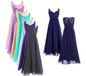 Vestido de gasa con encaje sin mangas para niñas, vestido de dama de honor para boda, vestido de fiesta de princesa, vestido largo 7-8 Years púrpura