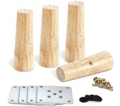 Paquete de 4 patas de madera para muebles, patas de sofá, patas de mesa cónicas de repuesto de 15 cm, patas de muebles con placas de montaje y tornillos para sofá, gabinete 20cm