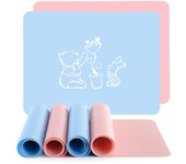 Manteles individuales para niños, manteles individuales de silicona para bebés, impermeables, resistentes al calor, antideslizantes, para mesa de cocina, portátiles, fáciles de limpiar morado claro