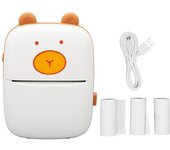 Impresora térmica recargable de 203 DPI, mini impresora térmica con 3 rollos de papel para notas de oficina