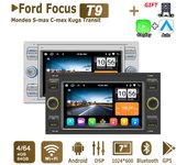 Radio con GPS para coche, reproductor multimedia Android para Ford Focus 2007, Mondeo S-max, C MAX, Kuga, Galaxy, Fiesta, Transit, Fusion, 2 DIN, Carplay, WiFi, 4+64 GB 2+32GB negro