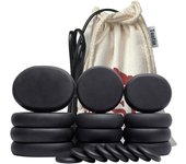 Tontin-Juego de masaje con piedras calientes, calentador para aliviar el estrés, SPA Solan, cuidado de la salud, herramienta de masaje redonda de basalto de Lava, piedras CE RoSH 1set（NO2 with heater）