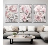 Cuadro sobre lienzo para pared de flores, carteles florales rosas para baño nórdico, sala de estar, decoración de pared del hogar, imágenes de granja 21cm×30cm NoFrame
