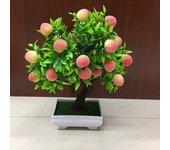 Bonsái de árbol frutal de melocotón Artificial en maceta, decoración de escritorio para jardín y hogar, adorno de Navidad, 1 ud.