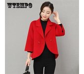 Chaqueta de abrigo cruzada con solapas delgadas para mujer de otoño e invierno XXL