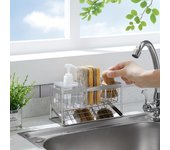 Estante de almacenamiento para fregadero de acero inoxidable, fregona de esponja, paño de cocina, escurridor, estante de almacenamiento para el baño, 1 ud. Stainless Steel