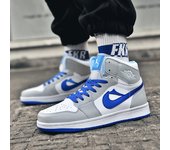 Zapatillas de baloncesto y deportivas informales AJ1 de caña alta, retro, impermeables, color gris, blanco, azul, negro y blanco, para hombre y mujer. 43