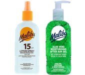 Malibu spf15 waterproof spray 200ml + aloe gel after tanning 200ml