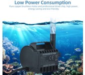 Bomba de agua sumergible de 12 V, bomba de fuente pequeña eléctrica de 360 ​​L/H con elevación máxima de 9,2 pies, hembra CC de 6,5 pies QR70C negro