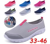 Moda de verano, pareja, zapatos para correr de malla, zapatos deportivos de fondo plano para mujer, zapatos perezosos para hombre, zapatos para caminar 46 azul