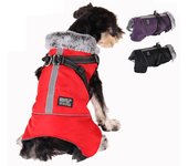 Ropa para perros, chaqueta de invierno súper cálida con arnés para perros pequeños y medianos, abrigo resistente al frío para exteriores, chihuahua, bulldog francés S