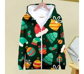 Chaqueta navideña con capucha de manga larga con temática navideña en 3D y bolsillos para hombre y mujer, chaqueta deportiva para actividades al aire libre XXXL