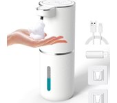 Dispensador automático de jabón espumoso sin contacto, 380 ml, 4 niveles, ajustable, recargable por USB, eléctrico, montado en la pared para baño y cocina blanco