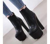 Botas de tacón alto de 16 cm para mujer, botines Chelsea de invierno para mujer, zuecos de plataforma de tubo, zapatos de tacón alto para mujer, elegantes 34 negro