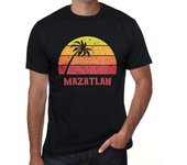 Camiseta Vintage para Hombre Camiseta Gráfica Mazatlan Sunset Deep Black XS negro