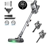 Aspiradora inalámbrica Proscenic P13, succión de 35 Kpa, aspiradora escoba con luz verde, pantalla LED, tiempo de funcionamiento máximo de 45 minutos, cubo de basura de 1,2 L P13 gris