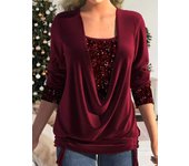 Jersey elegante vintage de invierno para mujer, retales casuales, blusas falsas de dos piezas, ropa de calle Y2k de manga larga para mujer, novedad de 2024 S color rosa