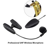 Micrófono de saxofón inalámbrico UHF profesional, receptor de sistema de micrófono de instrumento de latón y