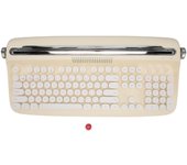 Teclado de máquina de escribir inalámbrico estilo retro de 104 teclas BT5.0 con soporte integrado para tableta amarillo