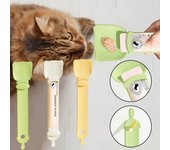 Exprimidor de tiras de comida para gatos, cuchara con mango largo, alimentador de tiras para gatos, exprimidor de carne y rayas para suministros de comida para gatos naranja