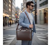 Bolso de mano de cuero para hombre, maletín de piel de vaca con capa superior, bolso de cuero para computadora portátil, bolso oficial