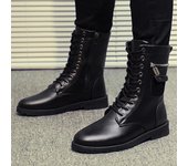Botas negras para hombre, zapatillas de deporte para exteriores de caña alta, venta al por mayor, zapatos punk para hombre, botines casuales de cuero estilo callejero, botas de vaquero para hombre 39 negro