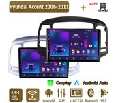 Radio con Android Carplay para Hyundai Accent 2006-2011, reproductor multimedia, unidad principal, estéreo, navegación GPS, Bluetooth, WIFI, 4+64 GB 1+16GB negro