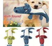 Juguete de peluche con forma de cocodrilo para mascotas, con chirriador y función de molienda de dientes para perros y gatos, suministros interactivos para masticar rojo