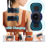 EMS Multifuncional Portátil Mini Parche De Masaje De Pulso Masajeador Cervical Eléctrico Para La Columna Cervical Terapia Física De Estimulador Muscular De Pulso De 8 Modos Button style azul