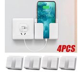Caja de almacenamiento de pared, organizador multifuncional sin perforaciones, soporte con gancho para colocar el control remoto de TV y el enchufe del teléfono