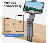 Soporte multifuncional para teléfono móvil, mini soporte de escritorio para viaje, ajustable, giratorio 360°, plegable, portátil para iPhone y tableta negro