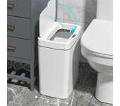 Papelera inteligente para baño, con embolsado automático, electrónica, blanca, sin contacto, estrecha, con sensor inteligente, para casa inteligente, 15 l 15L-Battery Model blanco