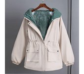 Gabardina de otoño e invierno para mujer, chaqueta corta, gruesa y versátil. S negro