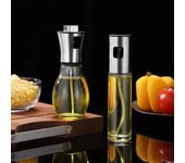 2 botellas rociadoras de aceite de barbacoa de acero inoxidable, dispensador de aceite de oliva para el hogar, botella de aceite comestible de cocina, olla de control de aceite de vidrio reductor de grasa. Straight+Bulb blanco
