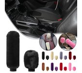 Fundas para empuñaduras de freno de mano de coche, funda para pomo de cambio de marchas, suave y cálida, accesorio de invierno R3D8 Black-One size