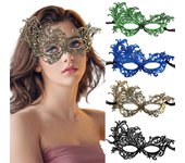 Máscara veneciana de encaje para mujer, máscara de media cara, máscara sexy y gruesa para fiesta, baile de máscaras, disfraces, fiesta, graduación, carnaval. negro